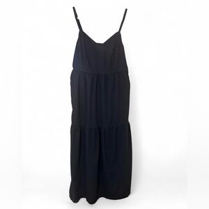 Old Navy Black Katherine Midi Dress | Medium Cami Dress with Pockets